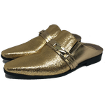 Babuche Masculino Em Couro Dourado Verniz Molhado Ref: BB1054