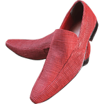 Mocassim Masculino em Couro Vermelho Frisado Flystar - Ref: 1220