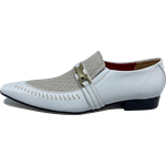 Sapato Masculino Italiano Em Couro Trança Real Ref: D395 - Branco