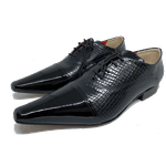 Sapato Masculino Italiano em Couro Preto Tricê Executivo Ref: D490 Outlet 