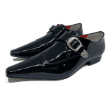 Sapato Masculino Italiano em Couro Preto Com Fivela Ref: D513