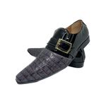 Sapato Masculino Italiano Em Couro Social Crokodilo Chumbo Ref: D685 - Outlet