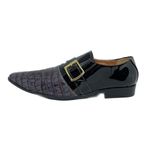 Sapato Masculino Italiano Em Couro Social Crokodilo Chumbo Ref: D685 - Outlet