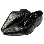 Sapato Masculino Em Couro Preto Flower - Veneza Collection - Ref: 7105 - Preto Luxo
