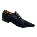 Sapato Masculino Italiano Em Couro Bovino Pêlo Preto Natural Ref: D955
