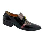 Sapato Masculino Italiano Em Couro Preto Envernzado Ref: D958 Outlet