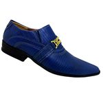 Sapato Masculino Italiano Em Couro Azul Frisado Royal Ref: D983