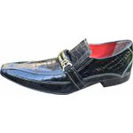 Sapato Masculino Italiano em Couro Social Executivo Preto Torquato Bico Fino Ref: 1152 Preto Preto