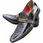 Sapato Masculino Italiano em Couro Social Executivo Prata Cobra Ref: 1155 Prata
