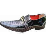 Sapato Masculino Italiano em Couro Social Executivo Prata Cobra Ref: 1155 Prata