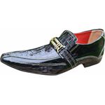 Sapato Masculino Italiano em Couro Social Executivo Preto Gerald Bico Fino Ref: 1158 Preto Preto