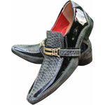 Sapato Masculino Italiano em Couro Social Executivo Prata Cobra Ref: 1160 Prata