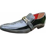 Sapato Masculino Italiano em Couro Social Executivo Prata Cobra Ref: 1160 Prata