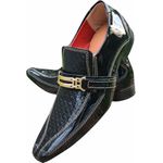 Sapato Masculino Italiano em Couro Social Executivo Preto Rio Bico Fino Ref: 1161 Preto Preto