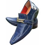 Sapato Masculino Italiano em Couro Social Executivo Cobra Ref: 1162 Azul Azul