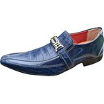 Sapato Masculino Italiano em Couro Social Executivo Cobra Ref: 1162 Azul Azul