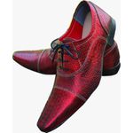 Sapato Masculino Italiano Em Couro Fincher Mocassim Ref: M1130 Vermelho Vermelho
