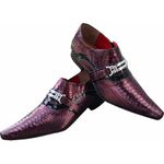 Sapato Masculino Italiano Em Couro Lynch Bico Alongado Ref: 1147 Vinho