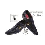 Sapato Masculino Italiano Em Couro Azul Jacaré