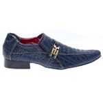 Sapato Masculino Italiano Em Couro Azul Jacaré