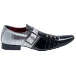 Sapato Masculino Italiano Em Couro Preto Com Cobra Silver