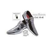 Sapato Masculino Italiano Em Couro Silver Cromado