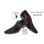 Sapato Masculino Italiano Em Couro Preto Com Preto Cobra