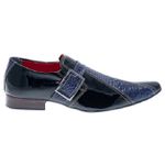 Sapato Masculino Italiano Em Couro Preto Com Preto Cobra