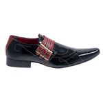 Sapato Masculino Italiano Em Couro Preto Verniz Luxo Bordado Ref: 149