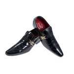 Sapato Masculino Italiano Em Couro Preto Bordado