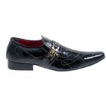 Sapato Masculino Italiano Em Couro Preto Bordado