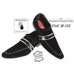 Sapato Masculino Italiano Em Camurça Preto Com Prata