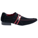 Sapato Masculino Italiano Em Camurça Preto Com Vermelho