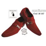Sapato Masculino Italiano Em Camurça Vermelho