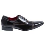 Sapato Masculino Italiano Em Couro Preto Verniz Oxford