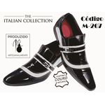 Sapato Masculino Italiano Em Couro Preto Com Detalhes Branco