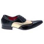 Sapato Masculino Italiano Em Couro Preto Com Dourado Italiano