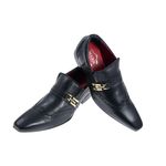 Sapato Masculino Italiano Em Couro Preto Fosco Design Veneza Ref: 218