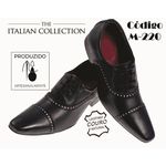 Sapato Masculino Italiano Em Couro Preto Fosco Oxford