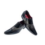 Sapato Masculino Italiano Em Couro Preto Verniz Com Cobra Italiano