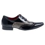 Sapato Masculino Italiano Em Couro Preto Verniz Com Cobra Italiano