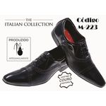 Sapato Masculino Italiano Em Couro Preto Frizado