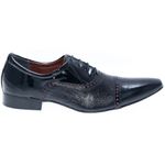 Sapato Masculino Italiano Em Couro Preto Frizado