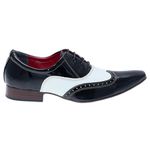 Sapato Masculino Italiano Em Couro Preto Com Branco Trice