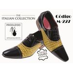 Sapato Masculino Italiano Em Couro Amarelo Jacaré Oxford