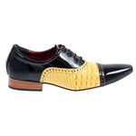 Sapato Masculino Italiano Em Couro Amarelo Jacaré Oxford