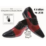 Sapato Masculino Italiano Em Couro Vermelho Com Preto Verniz Oxford