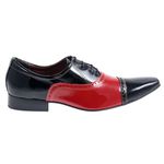 Sapato Masculino Italiano Em Couro Vermelho Com Preto Verniz Oxford