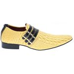 Sapato Masculino Italiano Em Couro Amarelo Jacaré Croko Ref: 238