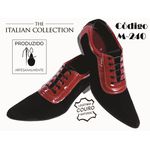 Sapato Masculino Italiano Em Couro Preto e Vermelho
